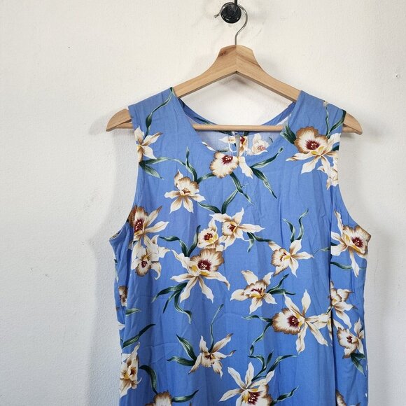 Womens Paradise Found Blue Aloha Hawaiian Dress Size Large Sleeveless - Picture 3 of 8